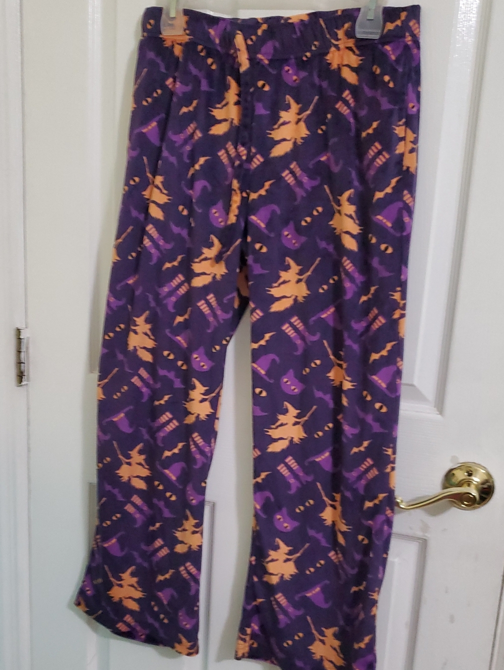 Berkley Jensen Velour Purple & Orange Halloween Witches & Cats Pajama Pants M